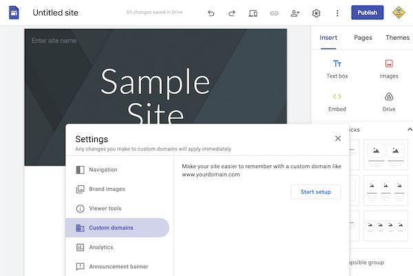 Start Google Sites Setup